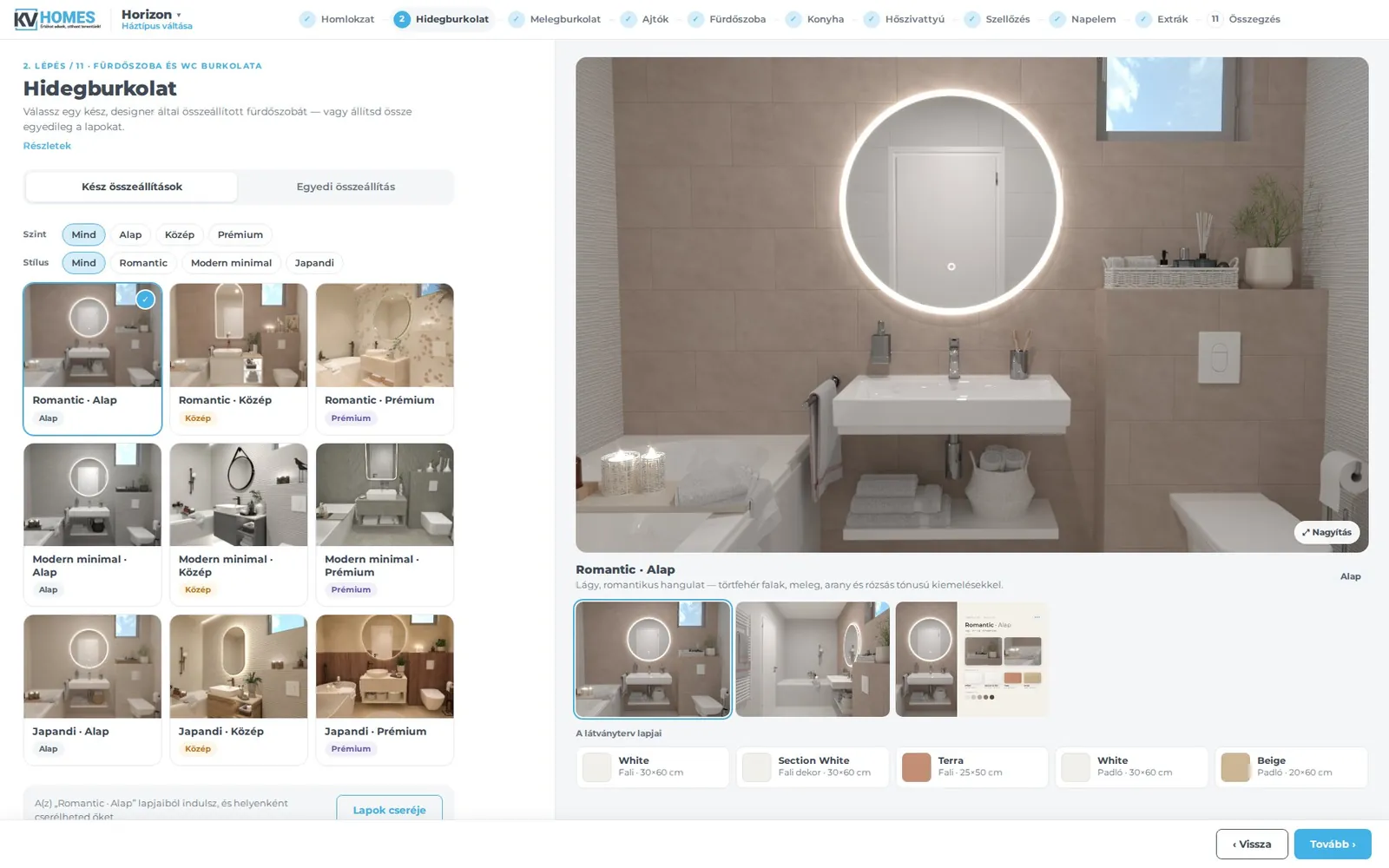 Configurator: ready-made bathroom packages in three tiers