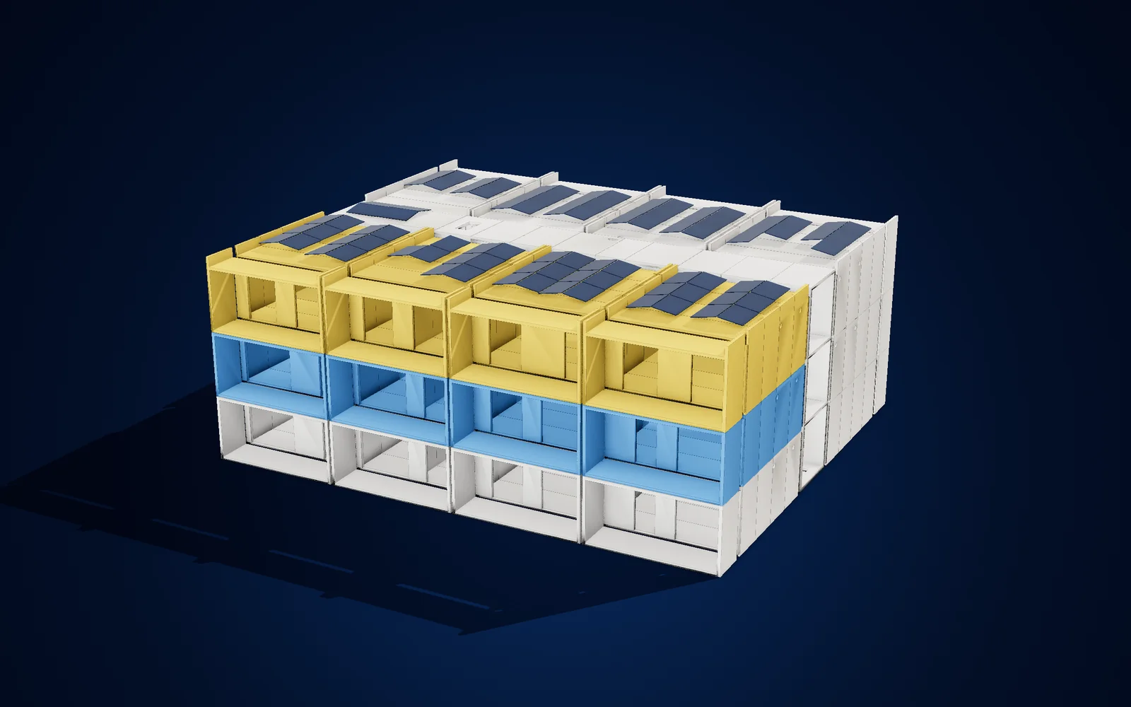 KV BIM model of Kolor Garden block A, with the first- and second-floor apartments of the A side highlighted